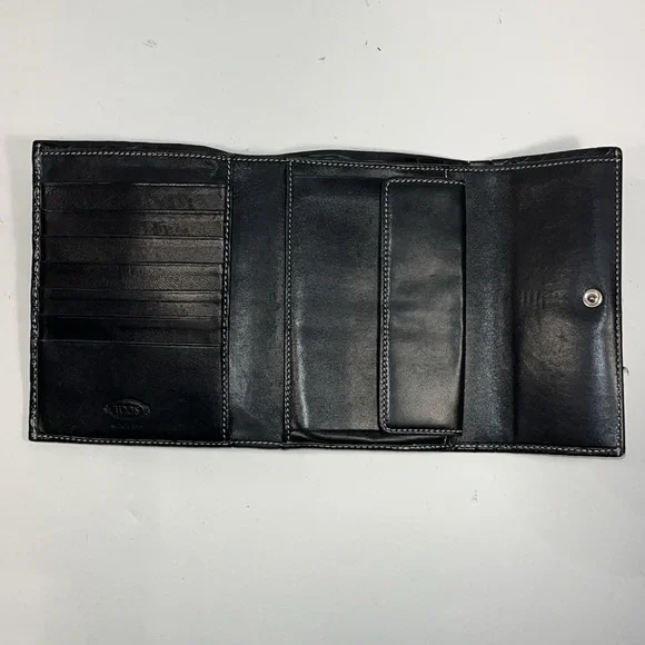 Authentic TOD’S Black Alligator Leather Tri-Fold Wallet